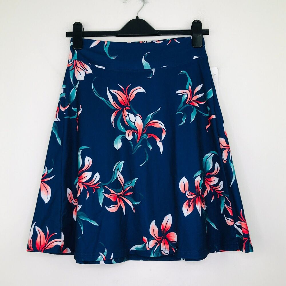 Fig Women's XS Skirt Blue Floral Summer A-Line Stretchy UPF 50+ NWT BJ12